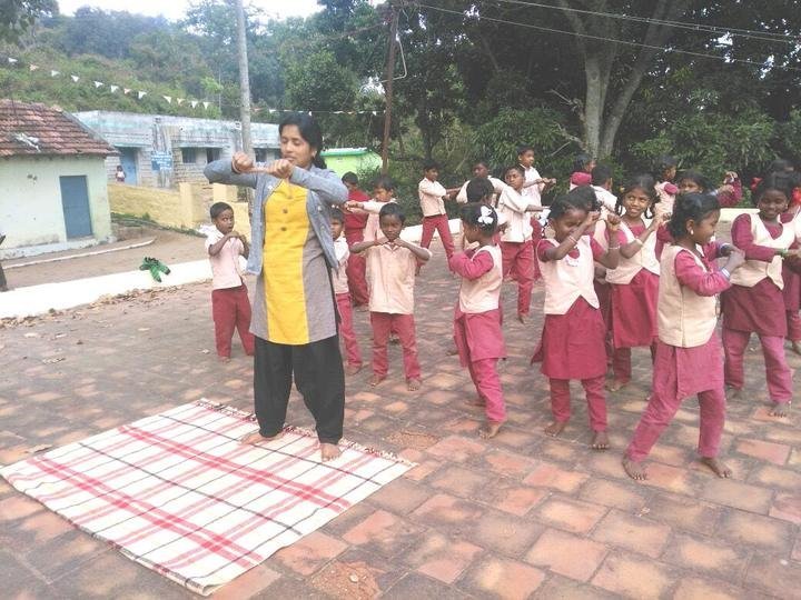 Karikiyur Tribal School yoga session